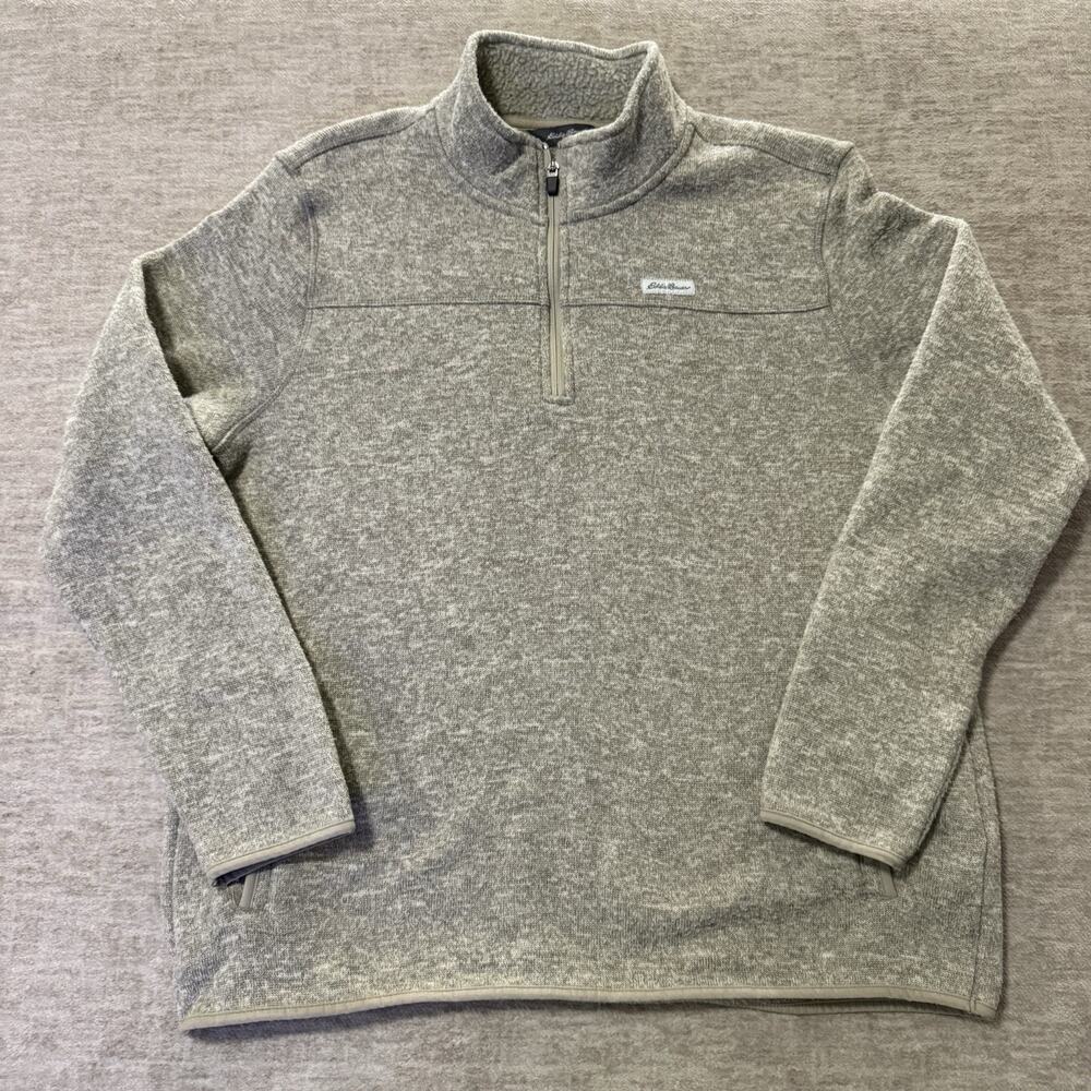 Eddie Bauer Men’s Medium Tan Long Sleeve 1/4 Zip Sweater Outdoor